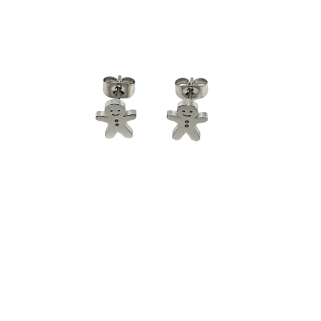 earrings steel silver gingerbread man1